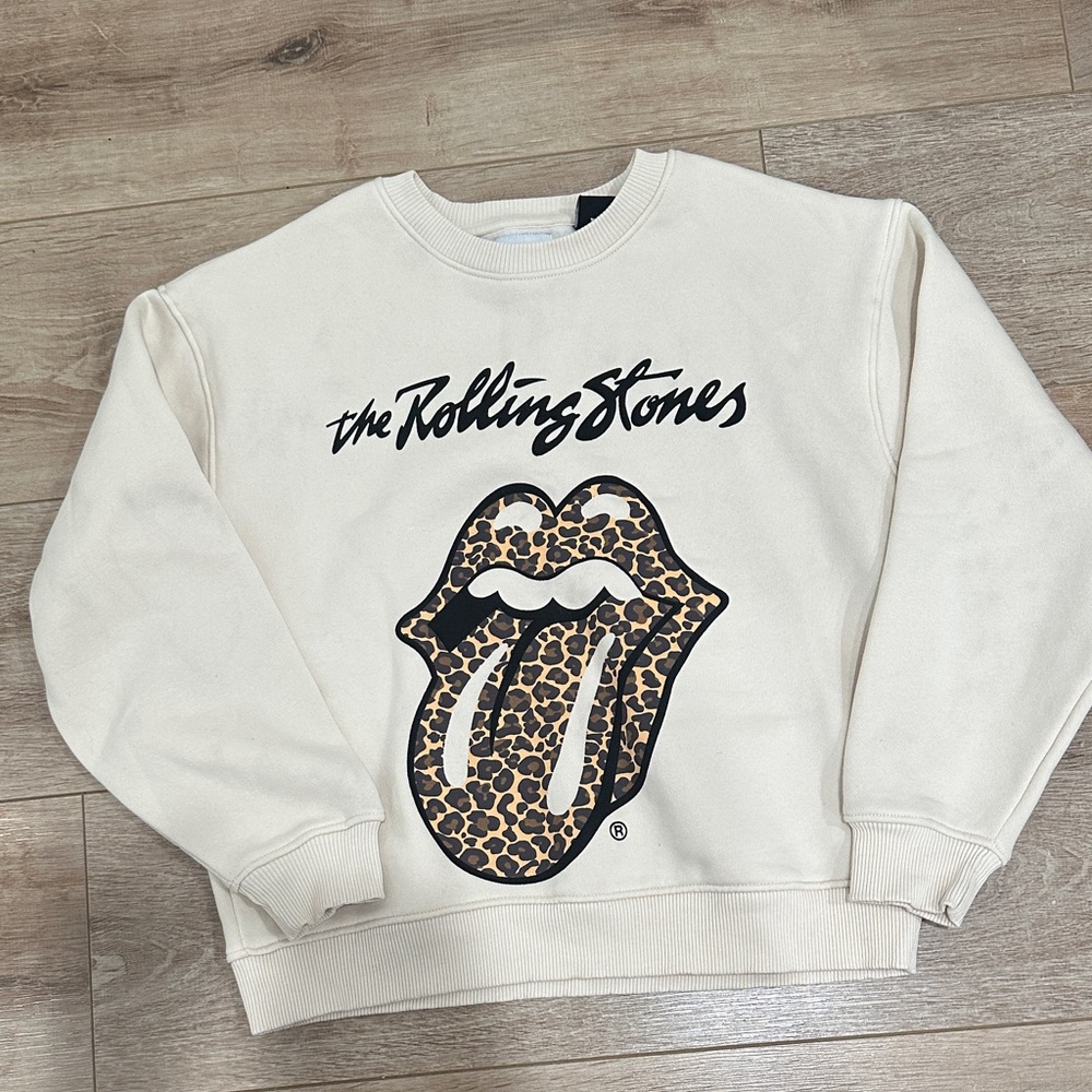 Zara Cream Rolling Stones Sweatshirt
